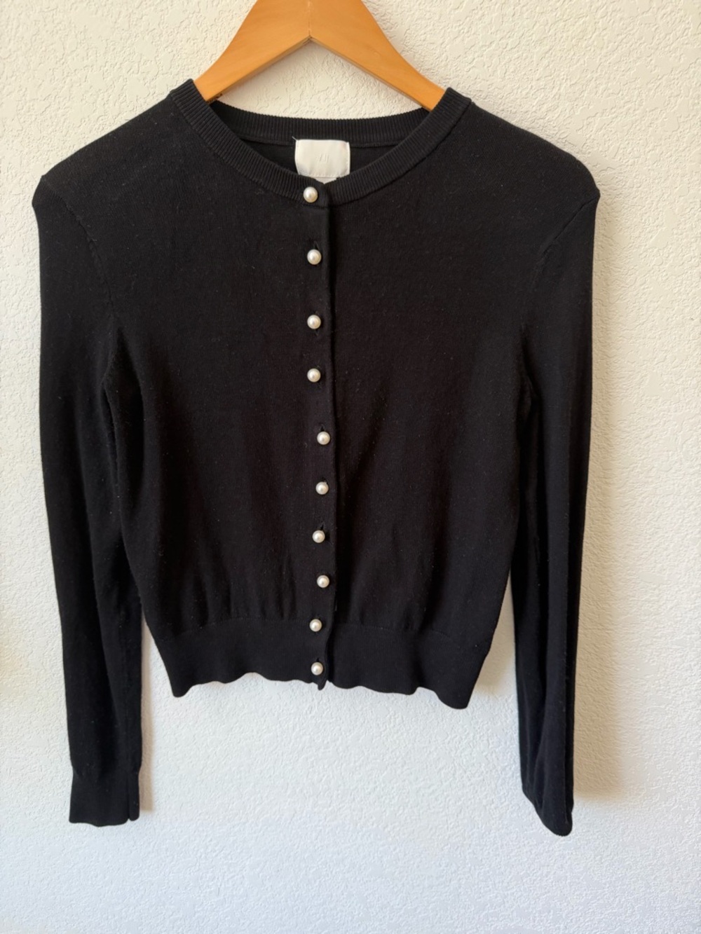 H&M Size S Black Cardigan with Pearl Buttons - Picture 3 of 4